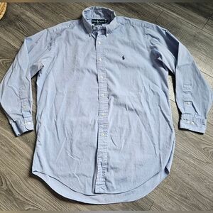 Ralph Lauren Yarmouth Blue Long Sleeve Button Down Shirt S/M 15.5 33